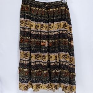 Emblem Long Flowing Boho Print Maxi Skirt, XL